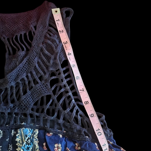 Entro LG Blue Floral Boho Sleeveless Tapestry Tunic Top - Picture 8 of 9